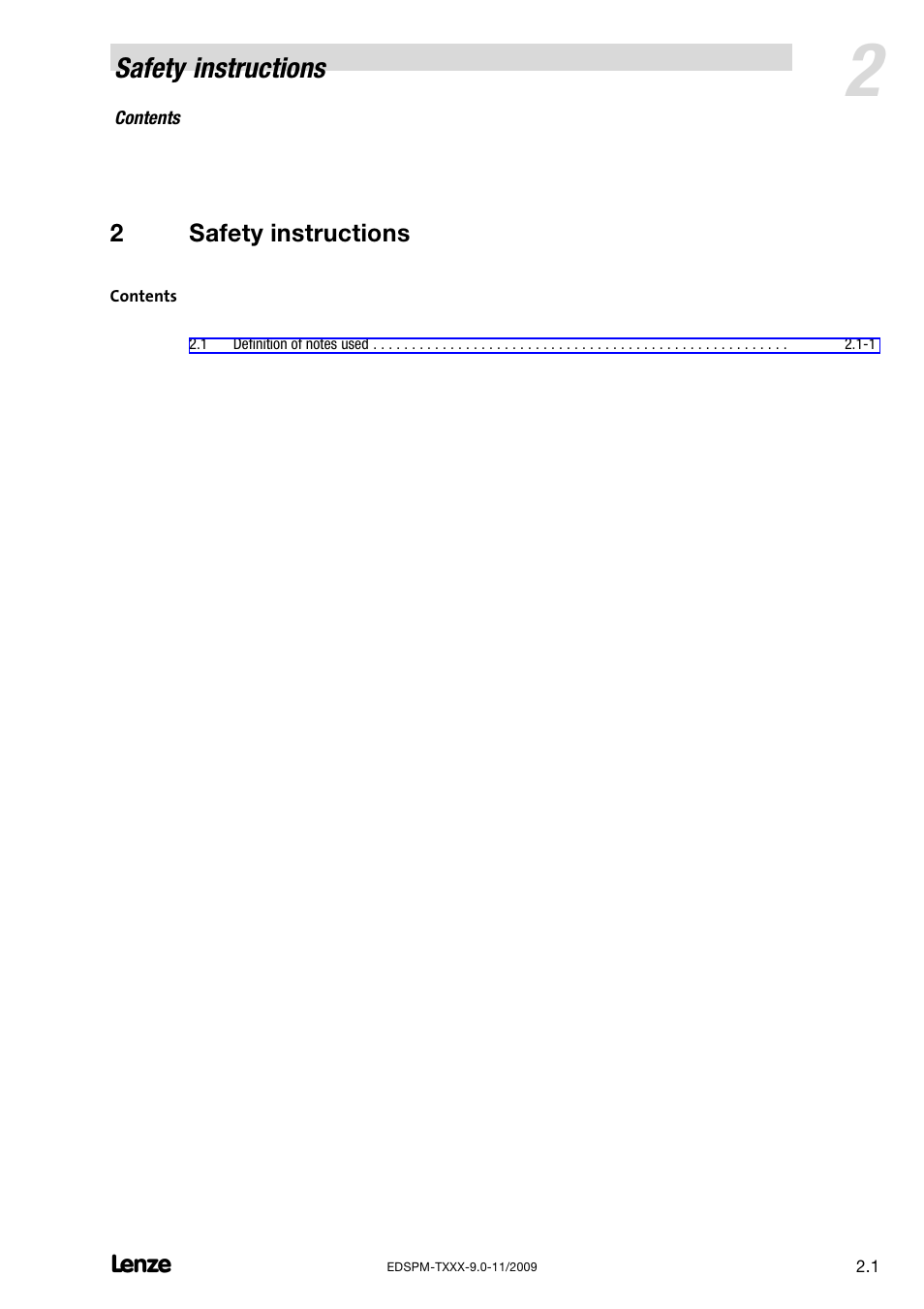 2 safety instructions, Safety instructions | Lenze EPM−T9XX Modular system User Manual | Page 21 / 544