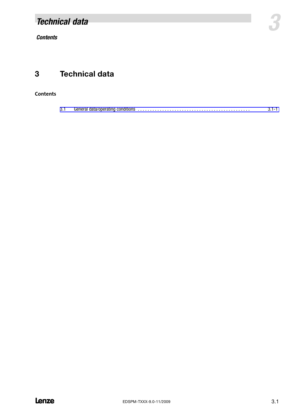 3 technical data, Technical data | Lenze EPM−T9XX Modular system User Manual | Page 25 / 544