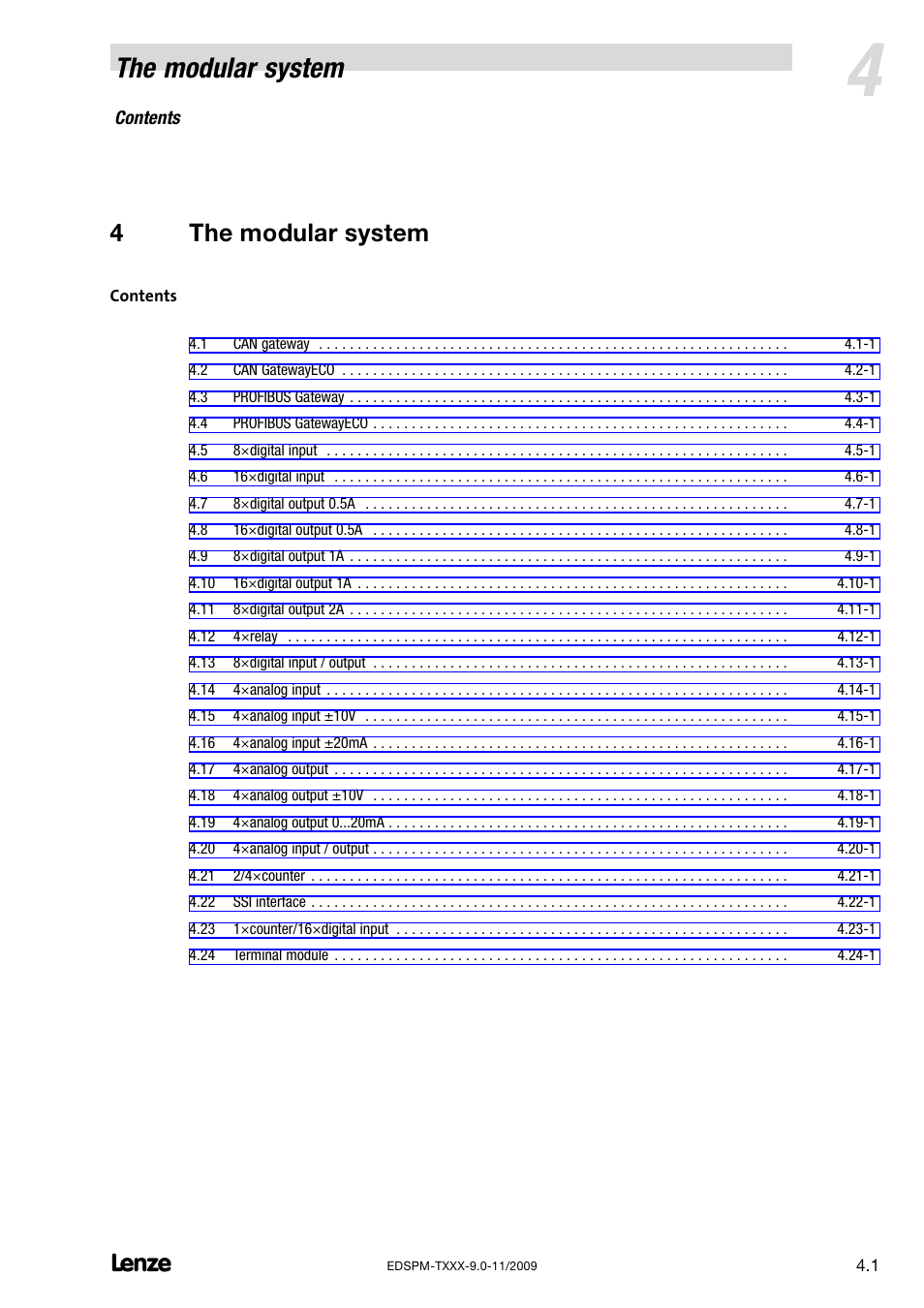 4 the modular system, The modular system, 4the modular system | Lenze EPM−T9XX Modular system User Manual | Page 29 / 544