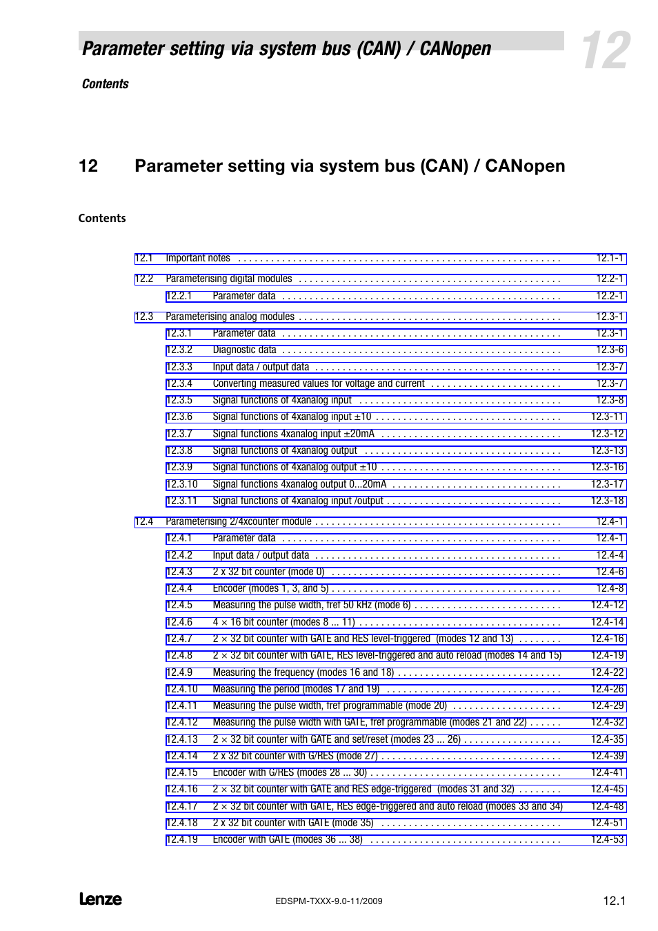 Parameter setting via system bus (can) / canopen | Lenze EPM−T9XX Modular system User Manual | Page 293 / 544