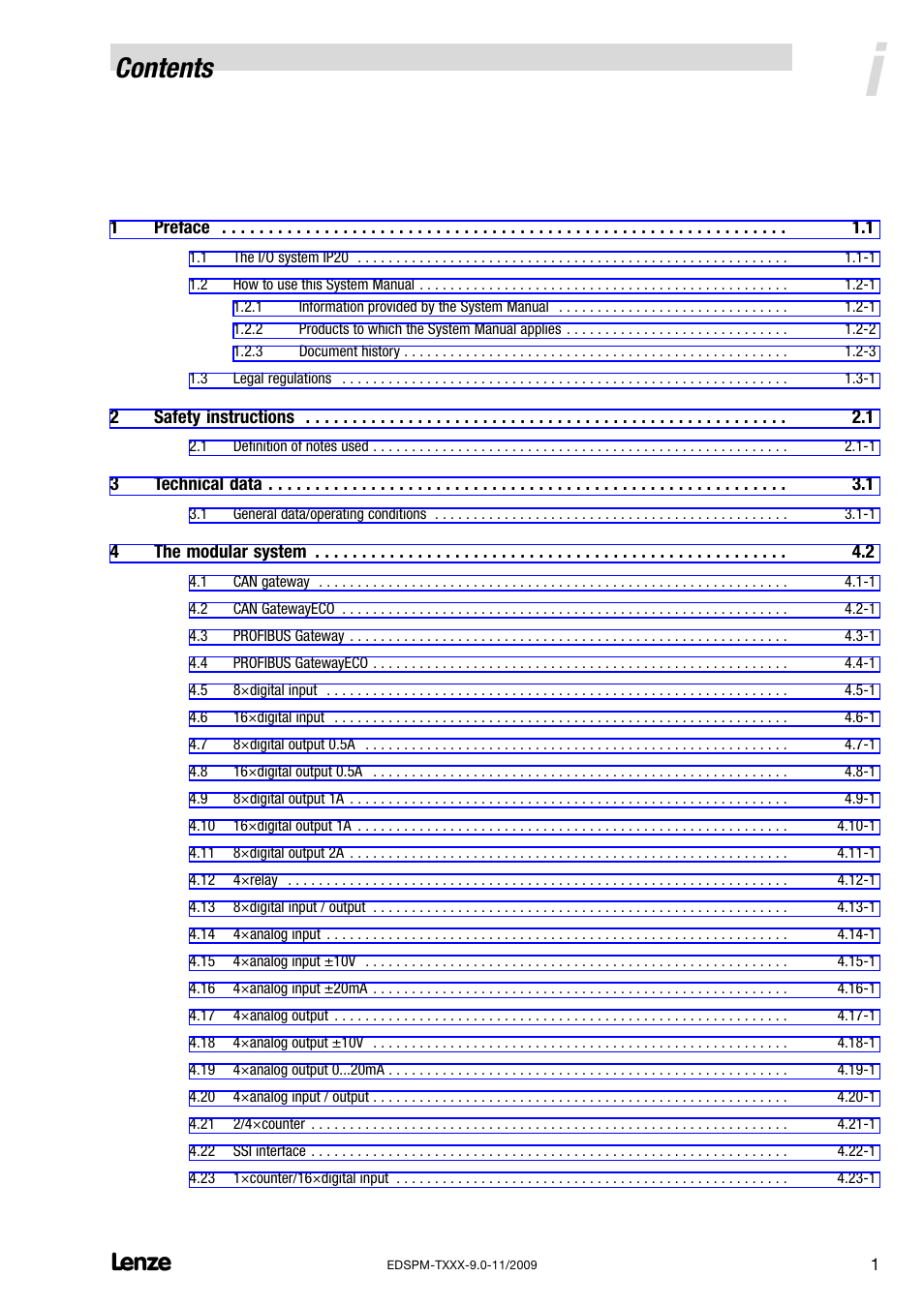 Lenze EPM−T9XX Modular system User Manual | Page 3 / 544