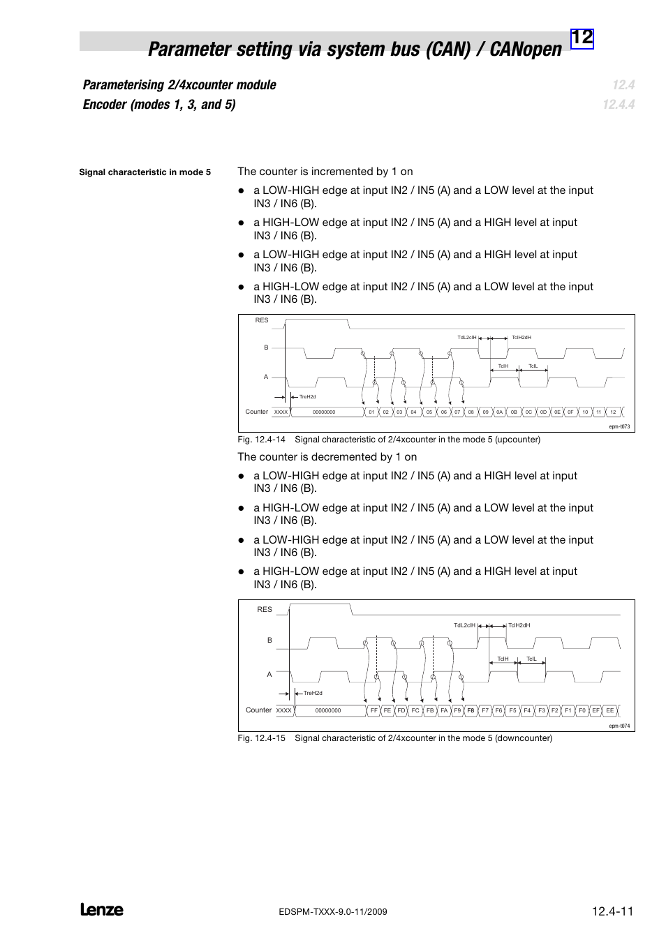 The counter is incremented by 1 on, The counter is decremented by 1 on | Lenze EPM−T9XX Modular system User Manual | Page 331 / 544
