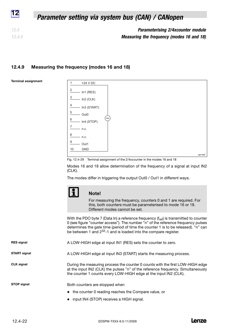9 measuring the frequency (modes 16 and 18), Measuring the frequency (modes 16 and 18) | Lenze EPM−T9XX Modular system User Manual | Page 342 / 544