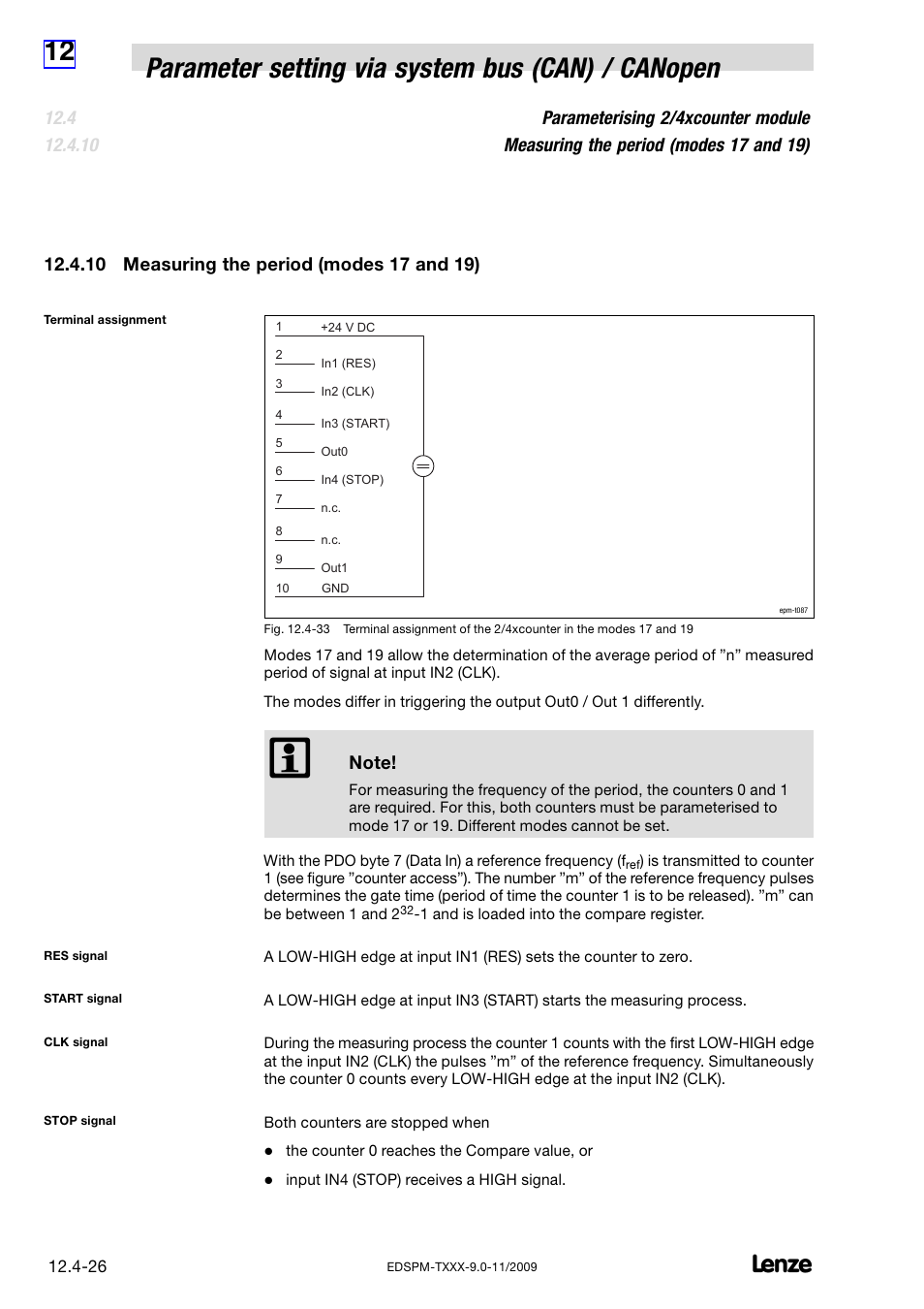 10 measuring the period (modes 17 and 19), Measuring the period (modes 17 and 19) | Lenze EPM−T9XX Modular system User Manual | Page 346 / 544