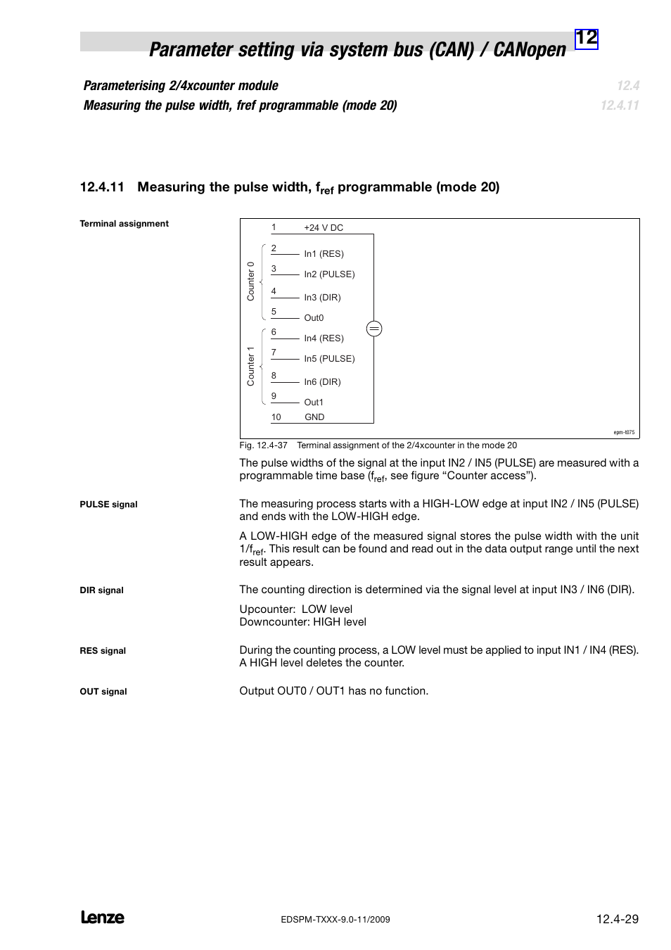 11 measuring the pulse width, f, Programmable (mode 20) | Lenze EPM−T9XX Modular system User Manual | Page 349 / 544