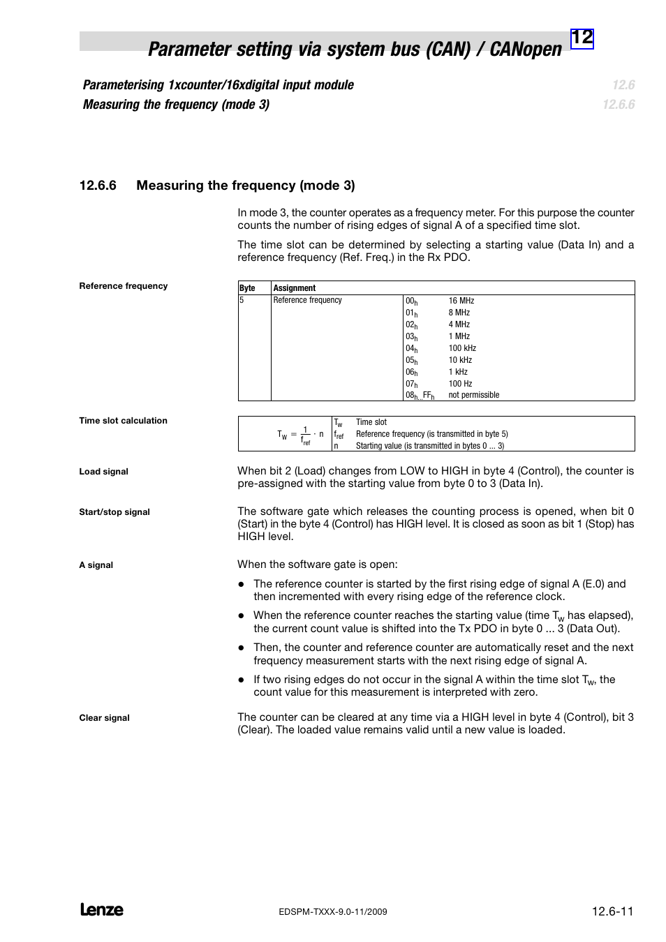 6 measuring the frequency (mode 3), Measuring the frequency (mode 3) | Lenze EPM−T9XX Modular system User Manual | Page 401 / 544