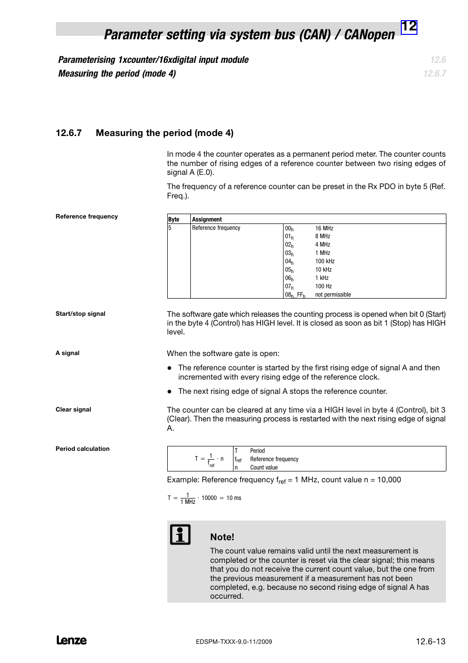 7 measuring the period (mode 4), Measuring the period (mode 4) | Lenze EPM−T9XX Modular system User Manual | Page 403 / 544