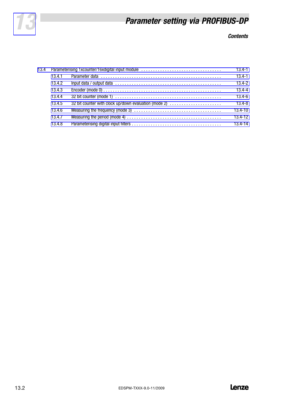 Parameter setting via profibus−dp | Lenze EPM−T9XX Modular system User Manual | Page 412 / 544
