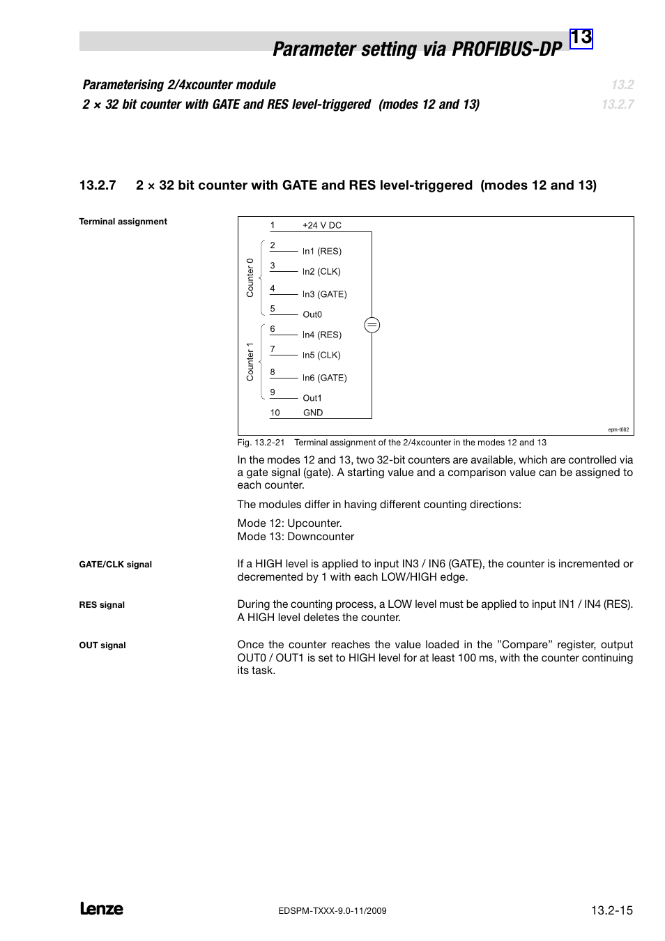 13 parameter setting via profibus−dp | Lenze EPM−T9XX Modular system User Manual | Page 449 / 544