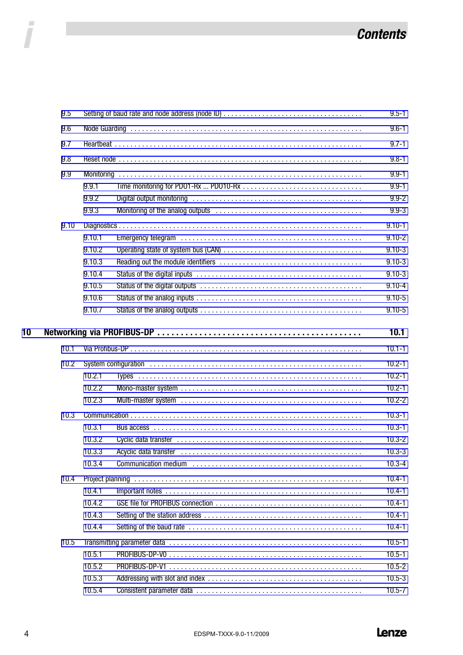 Lenze EPM−T9XX Modular system User Manual | Page 6 / 544