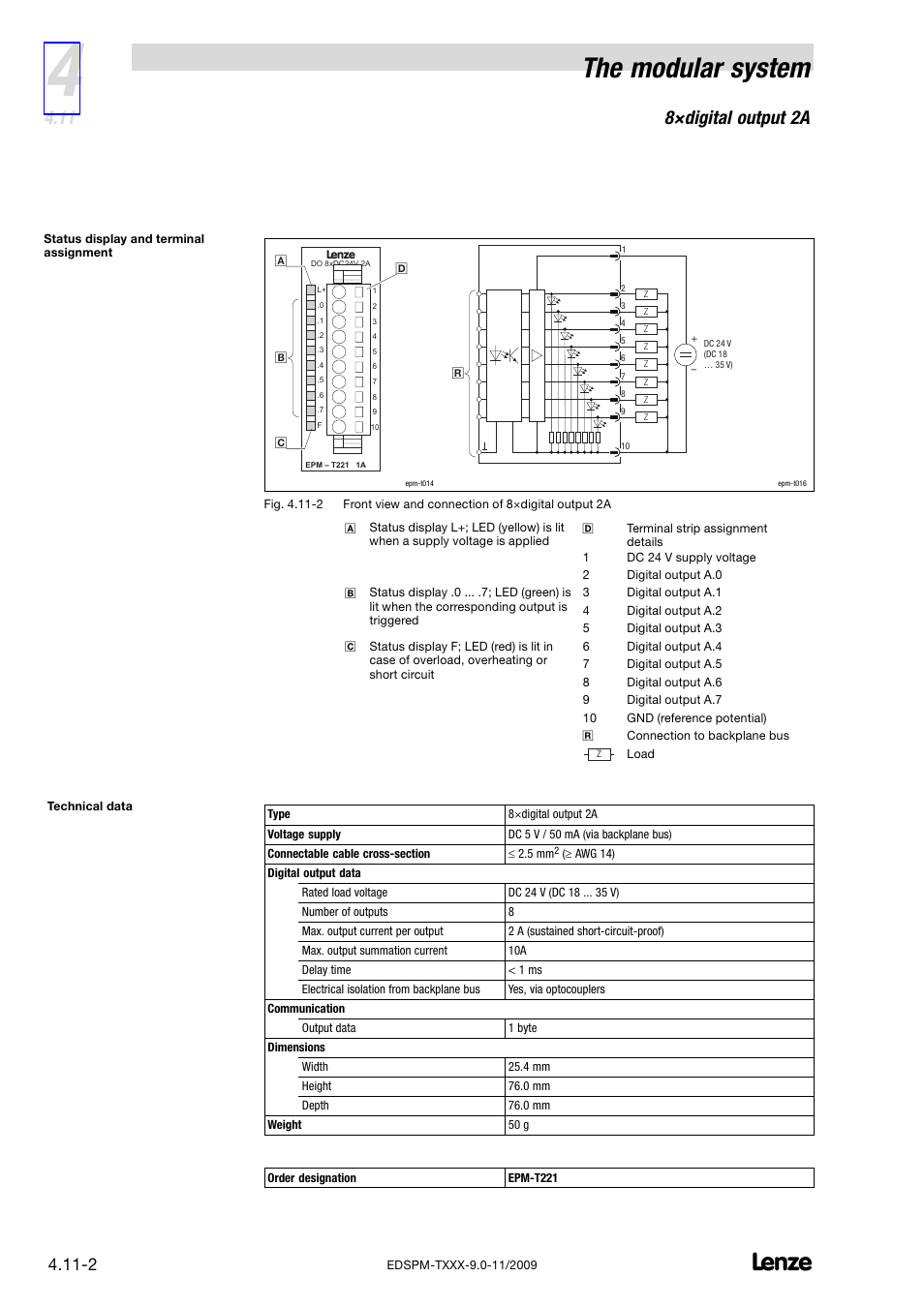 The modular system, 8×digital output 2a | Lenze EPM−T9XX Modular system User Manual | Page 60 / 544