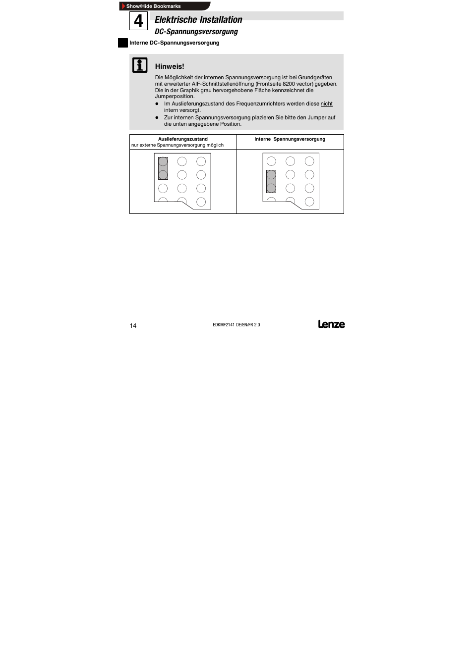 Lenze EMF2141IB 2141 LON User Manual | Page 14 / 62