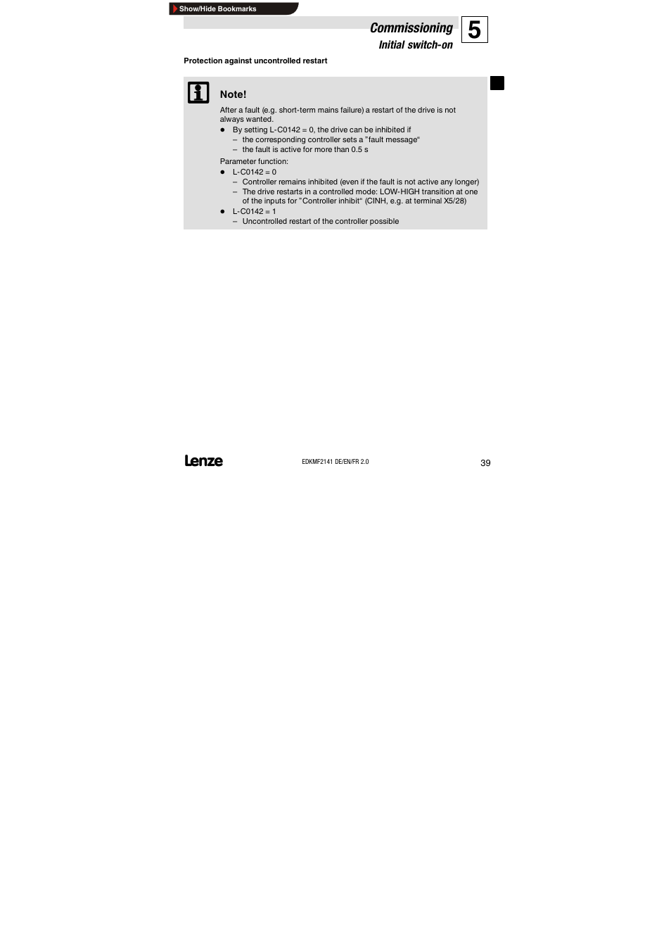 Lenze EMF2141IB 2141 LON User Manual | Page 39 / 62