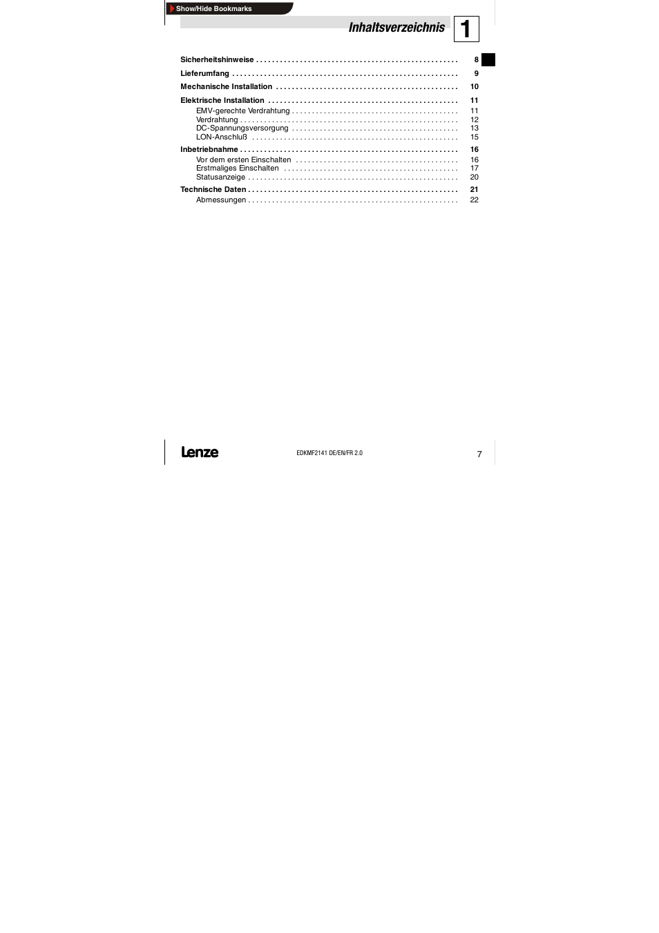 Lenze EMF2141IB 2141 LON User Manual | Page 7 / 62