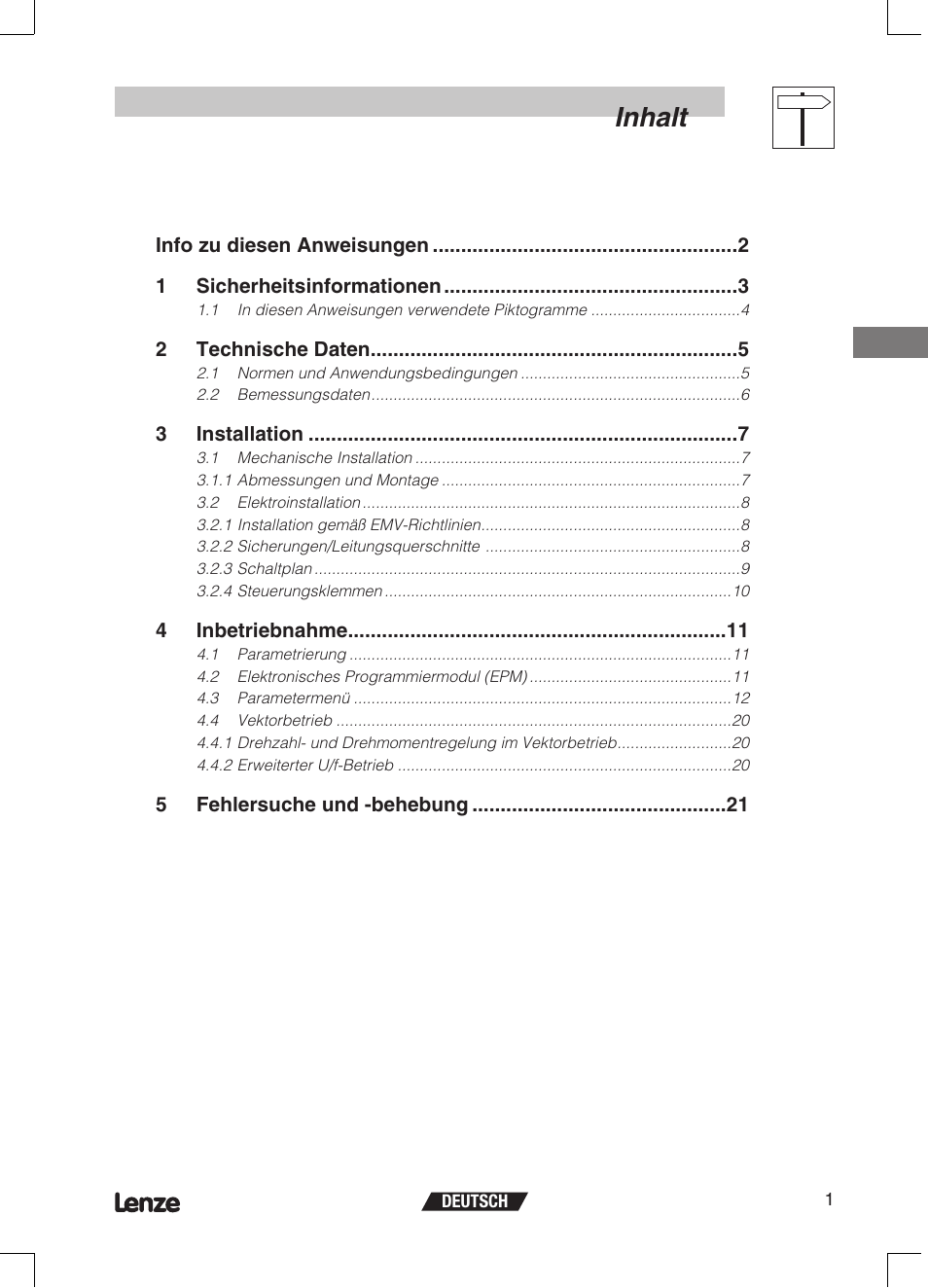 Inhalt | Lenze ETMD Tmd frequency inverter User Manual | Page 24 / 114