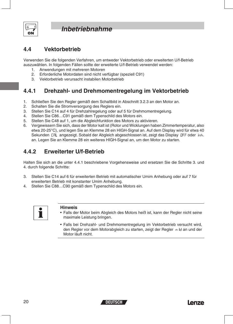 Inbetriebnahme, 4 vektorbetrieb, 2 erweiterter u/f-betrieb | Lenze ETMD Tmd frequency inverter User Manual | Page 43 / 114