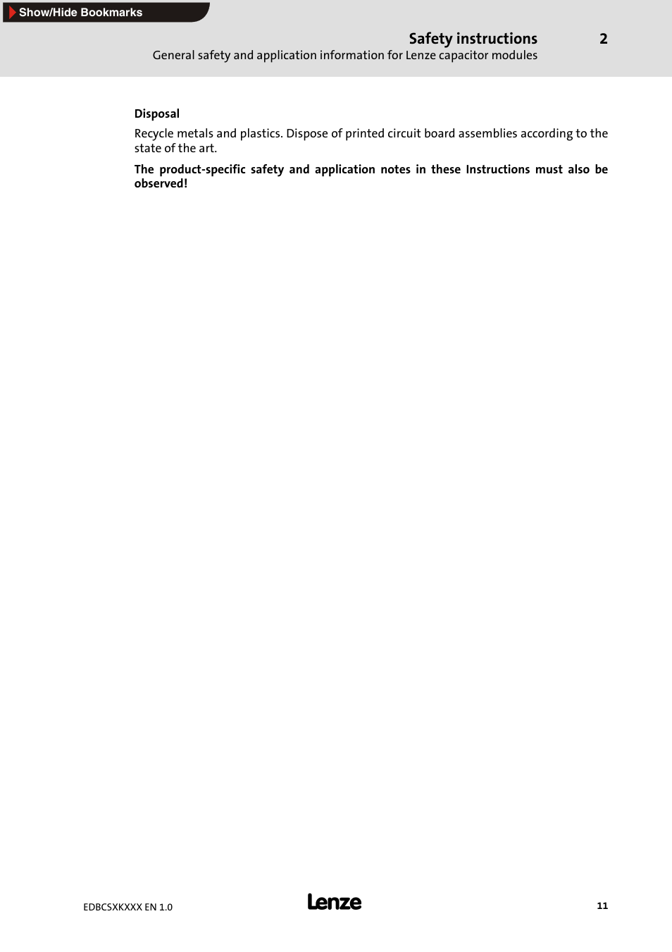 Lenze ECSxK series User Manual | Page 11 / 40