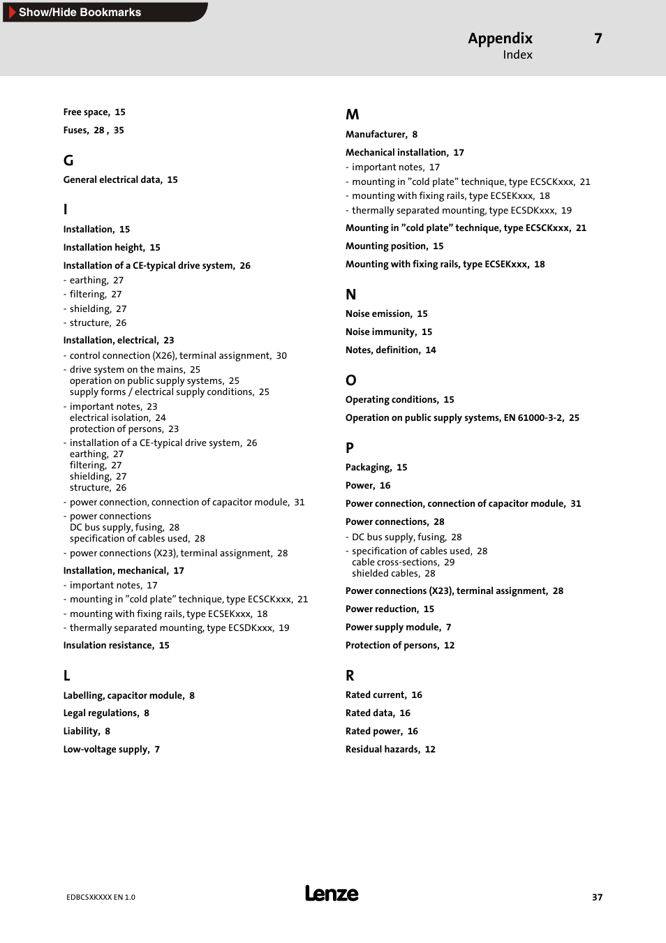 Appendix | Lenze ECSxK series User Manual | Page 37 / 40