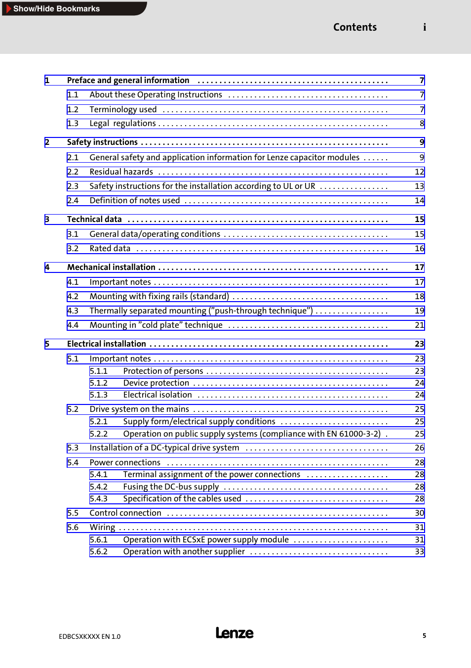 Lenze ECSxK series User Manual | Page 5 / 40
