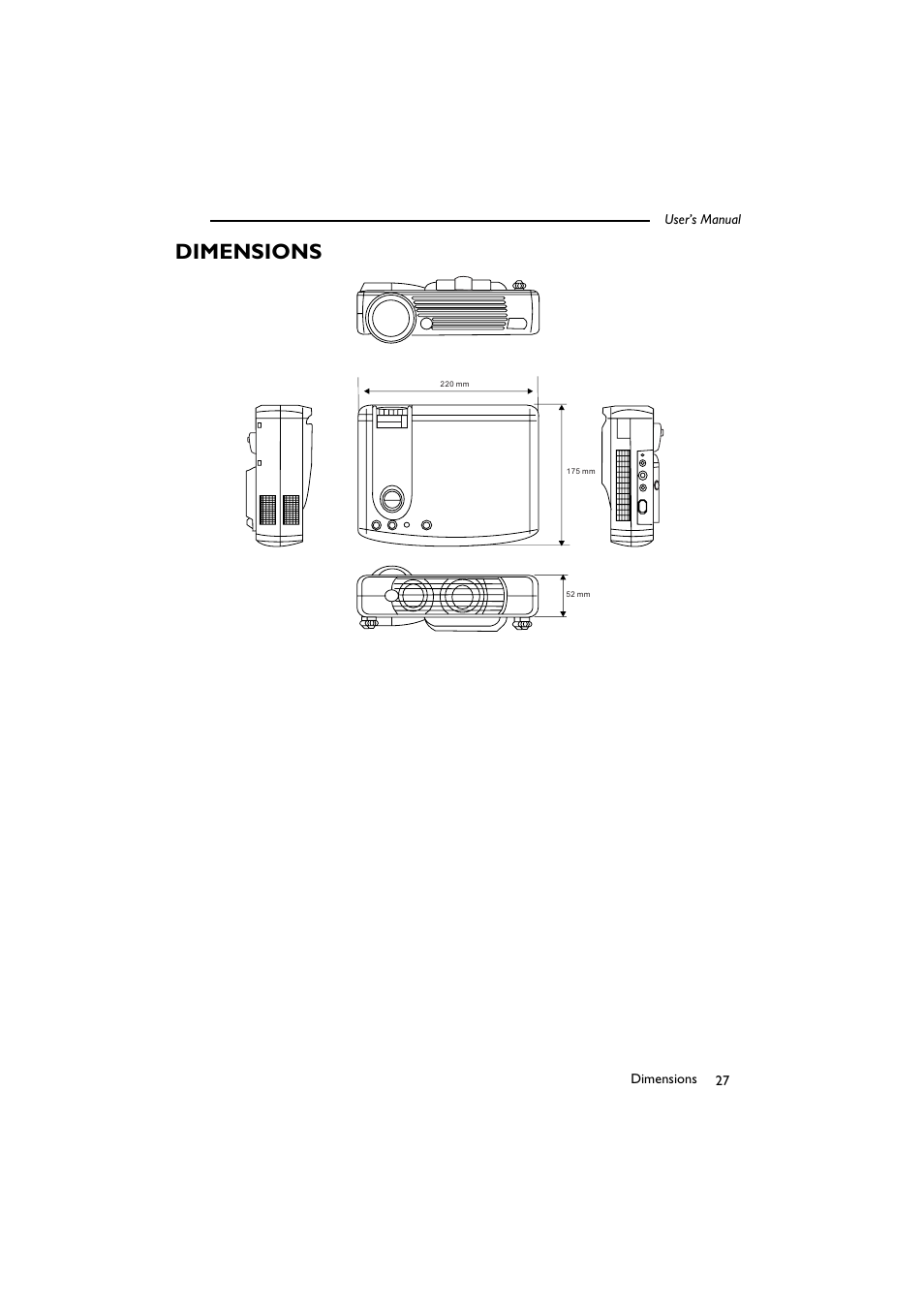 Dimensions | BenQ SL 705X/S User Manual | Page 32 / 32