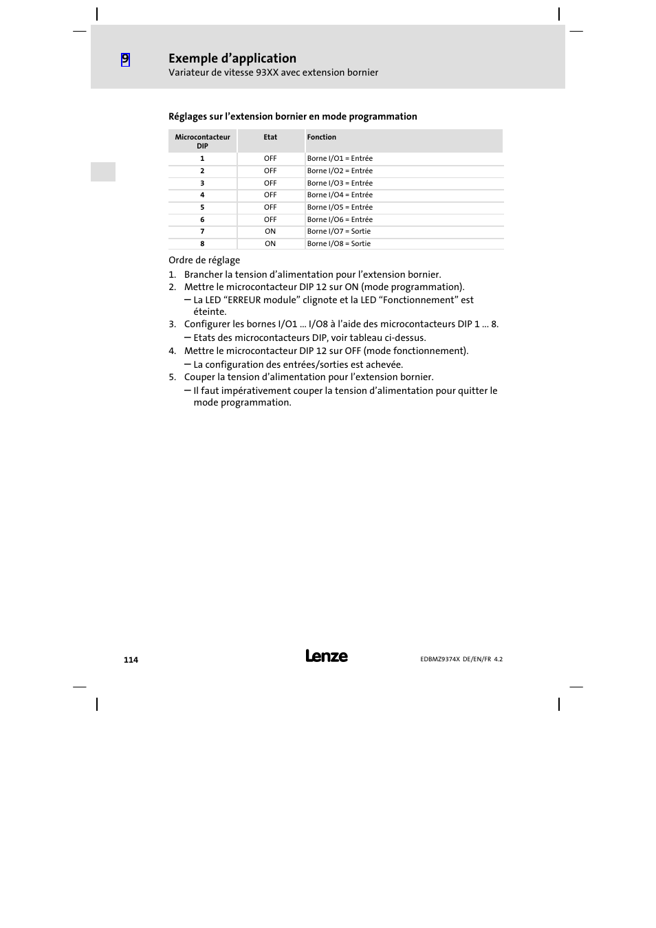 Exemple d’application | Lenze EMZ9374IB User Manual | Page 114 / 122