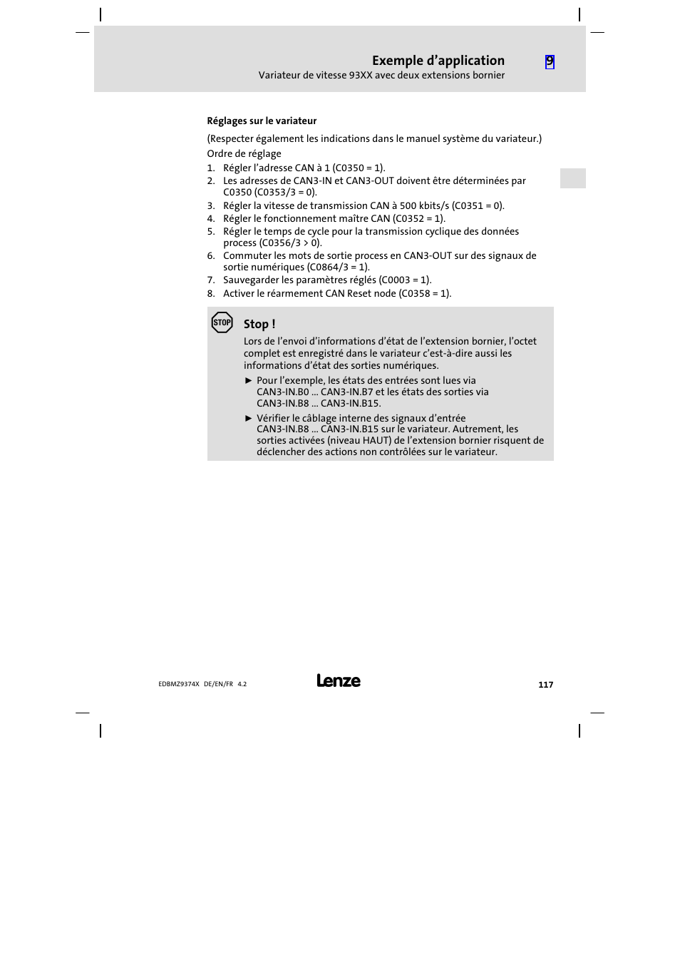 Lenze EMZ9374IB User Manual | Page 117 / 122