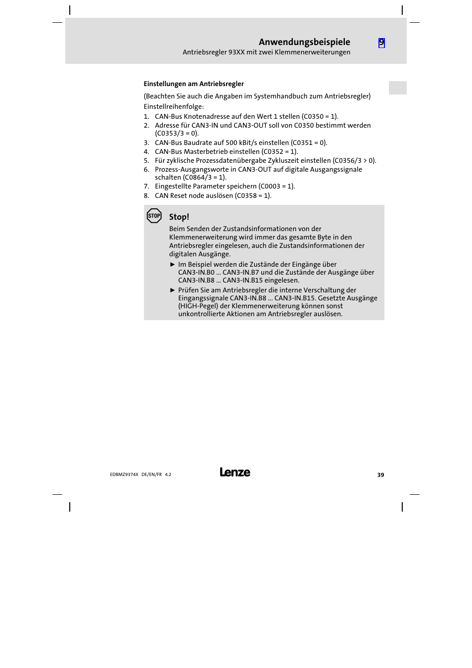 Lenze EMZ9374IB User Manual | Page 39 / 122