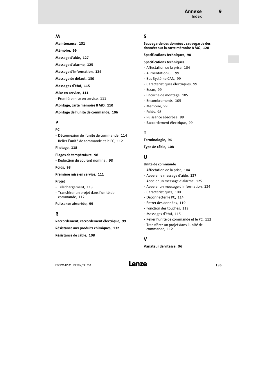 Lenze EPM-H521 User Manual | Page 135 / 136