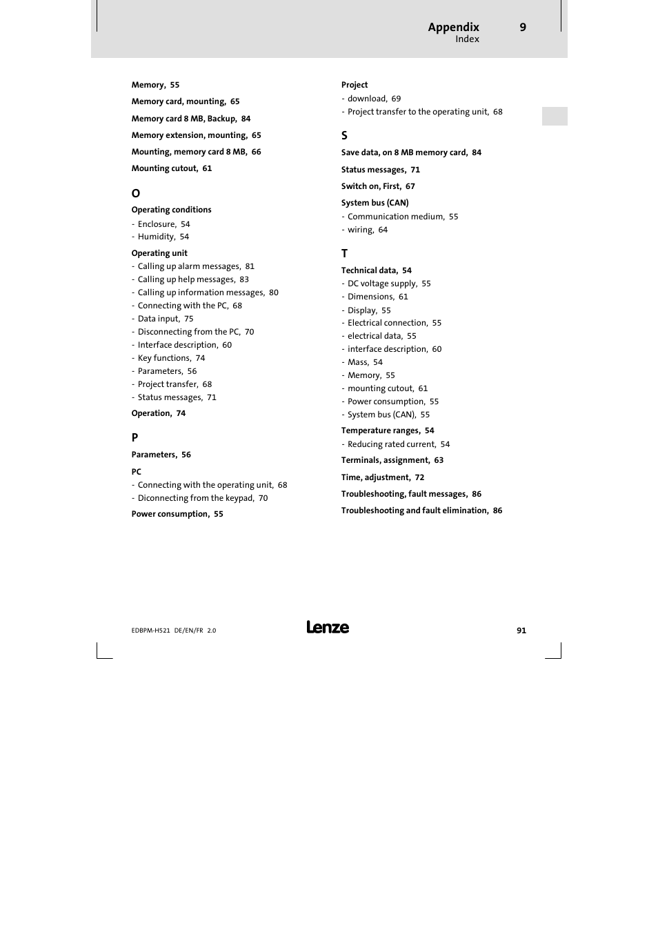 Lenze EPM-H521 User Manual | Page 91 / 136