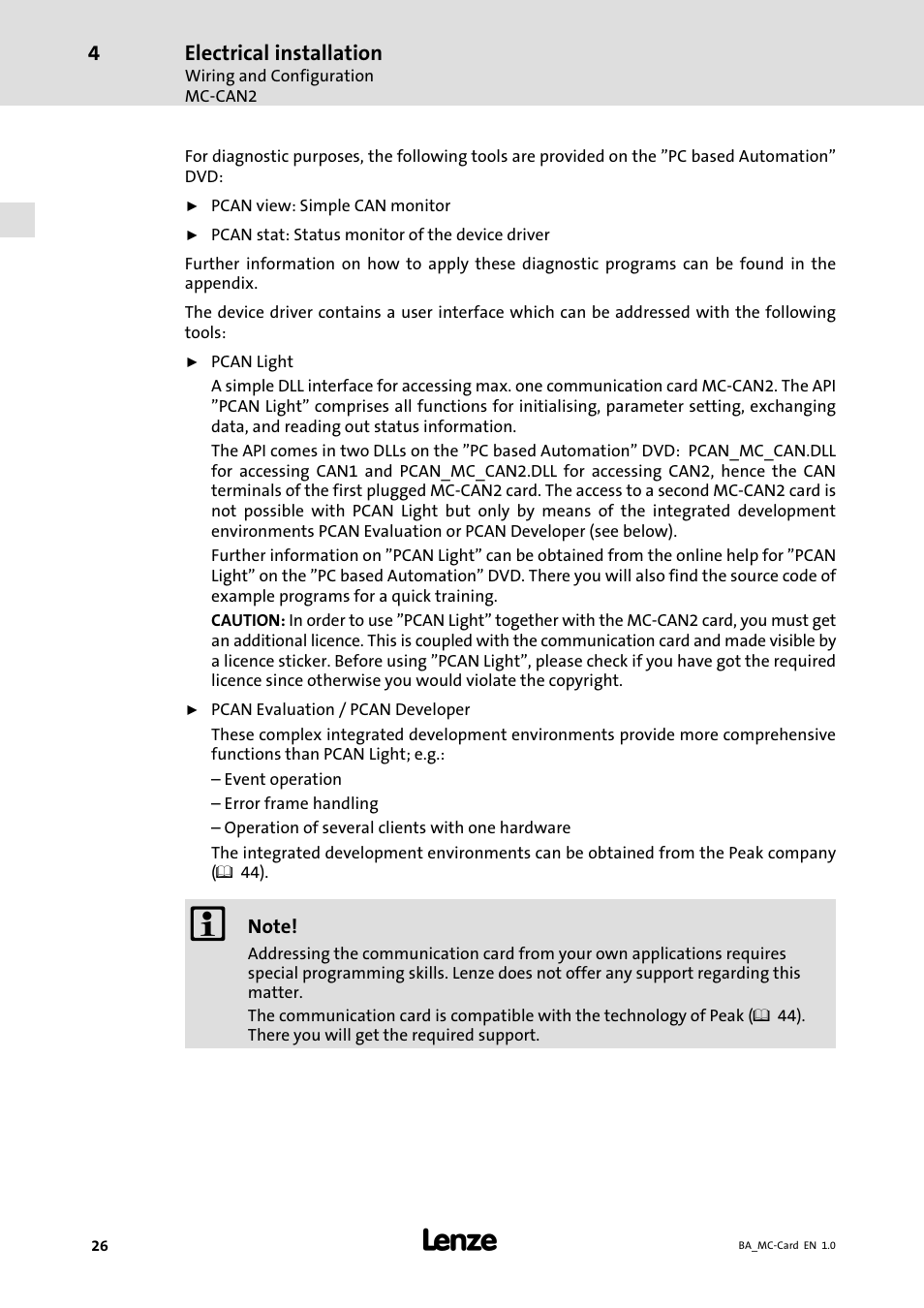 Lenze MC−xxx Card User Manual | Page 26 / 46