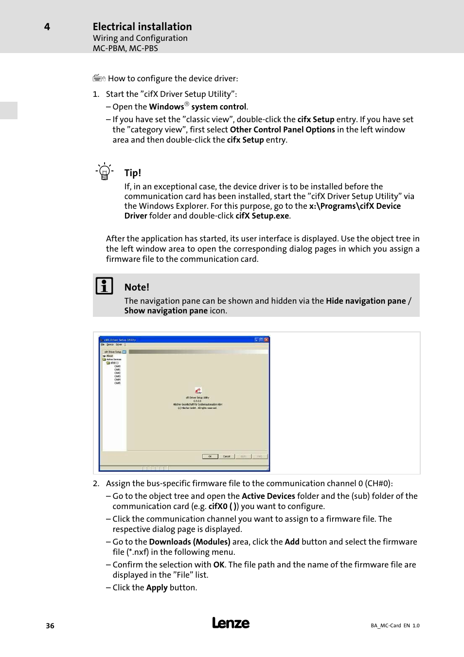 Lenze MC−xxx Card User Manual | Page 36 / 46