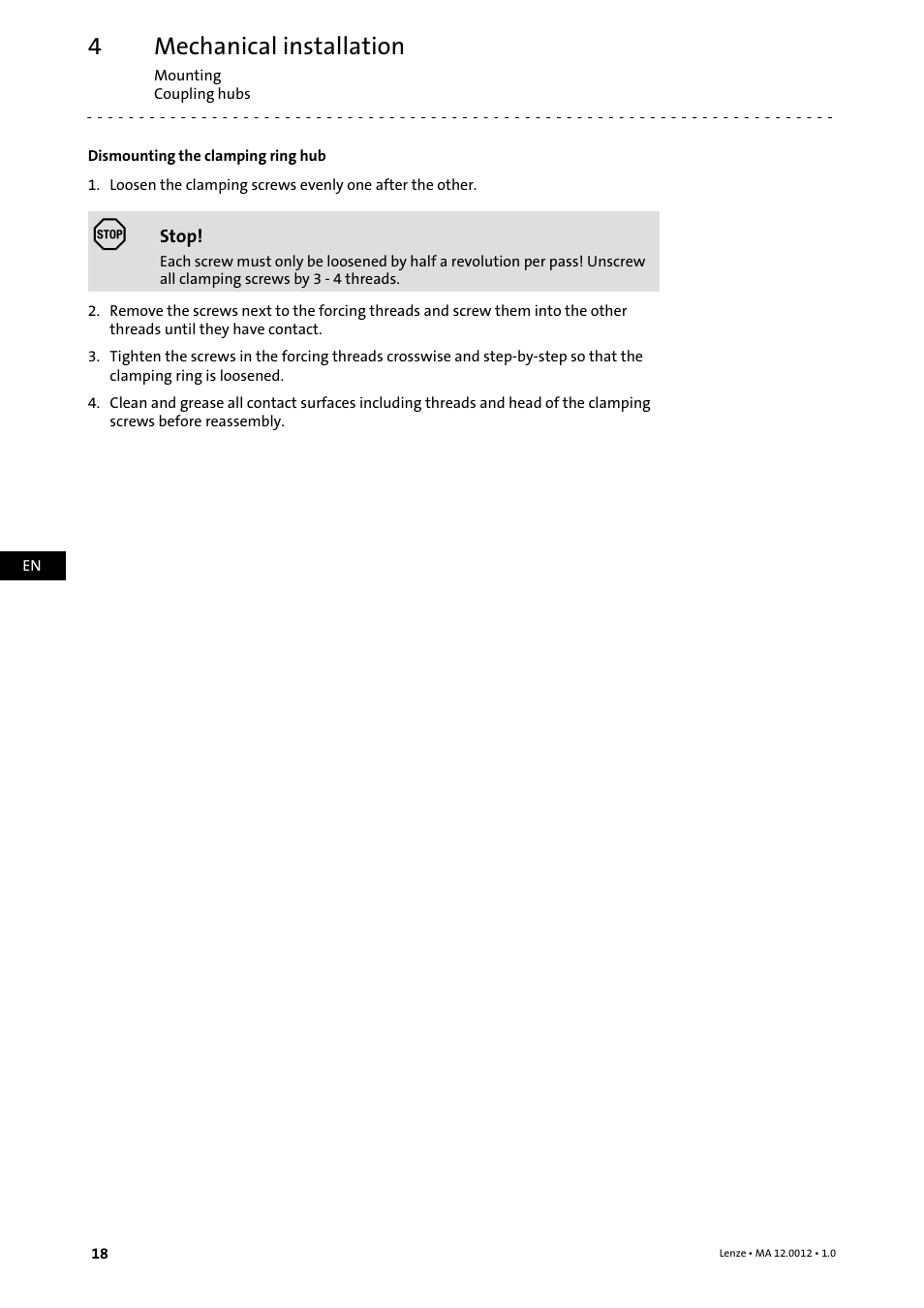 Mechanical installation | Lenze g500-H helical gearbox User Manual | Page 18 / 32