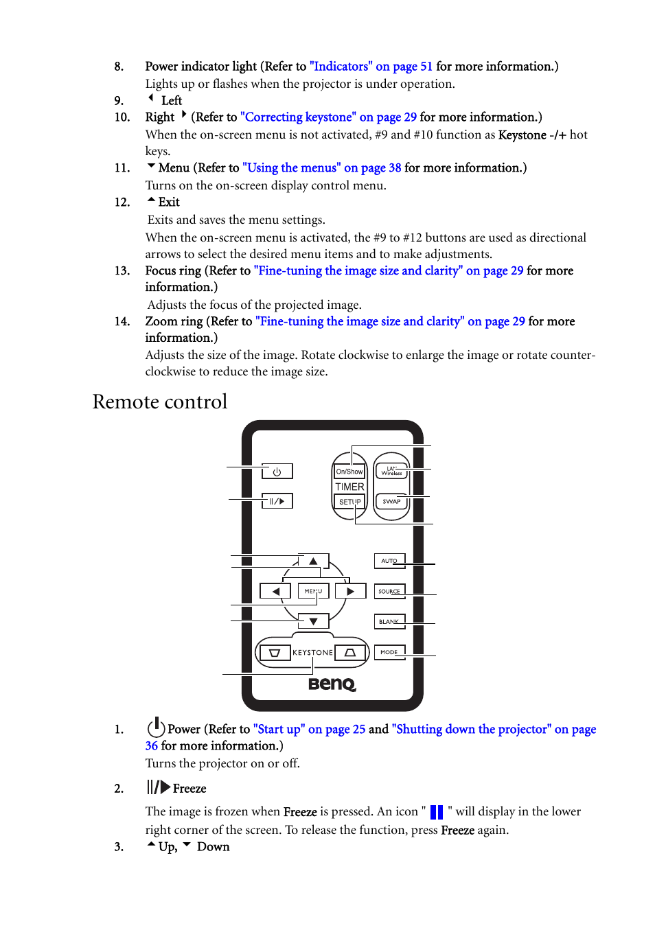 Remote control | BenQ MP620C User Manual | Page 13 / 62