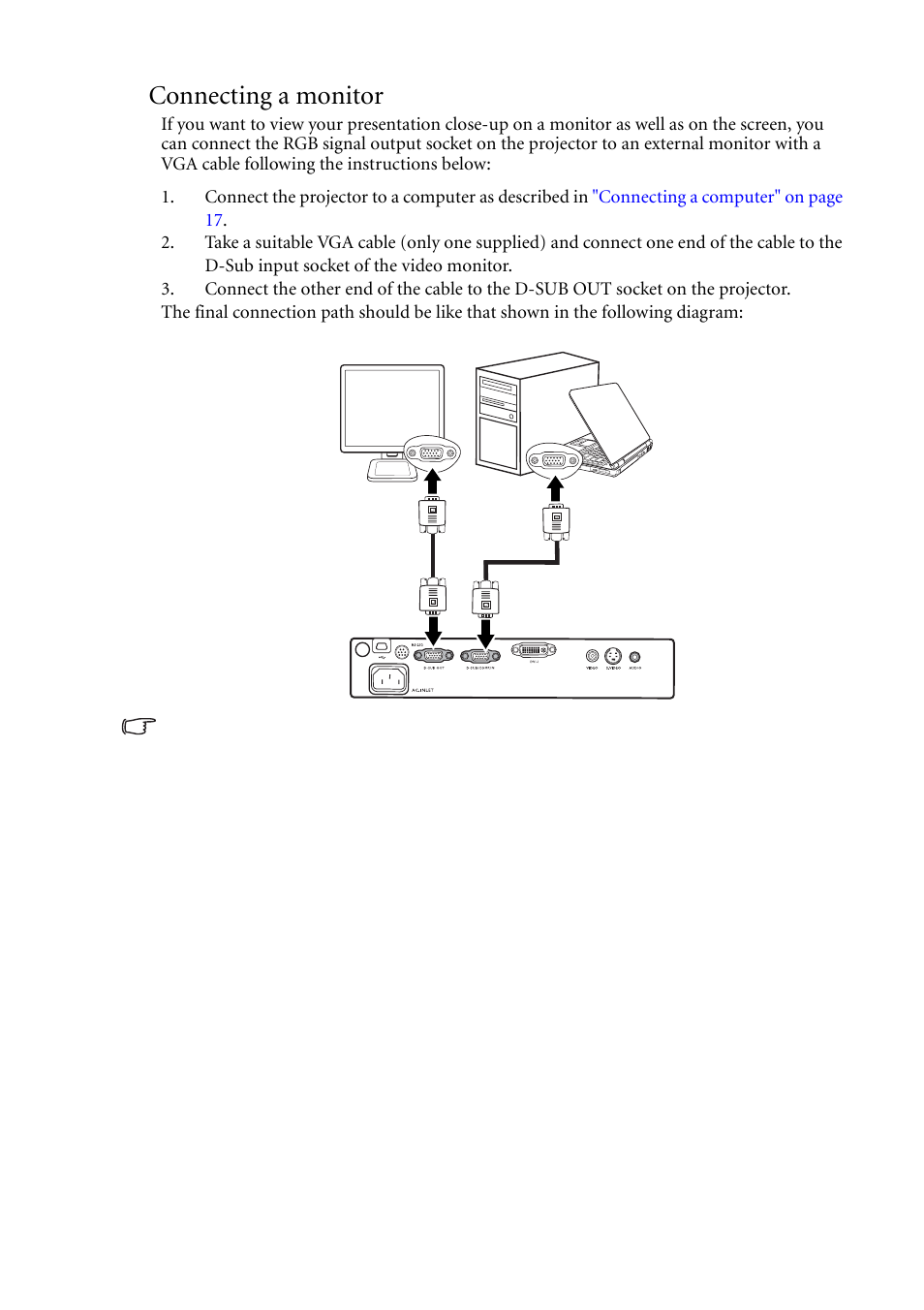 Connecting a monitor | BenQ MP620C User Manual | Page 23 / 62