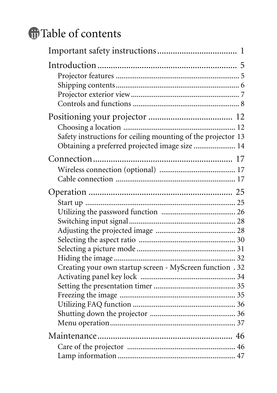 BenQ MP620C User Manual | Page 3 / 62