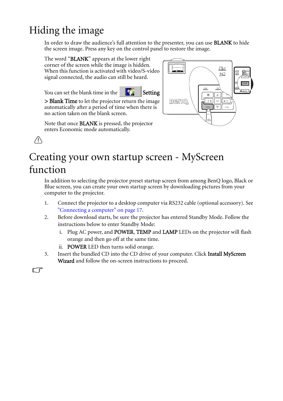 Hiding the image | BenQ MP620C User Manual | Page 36 / 62