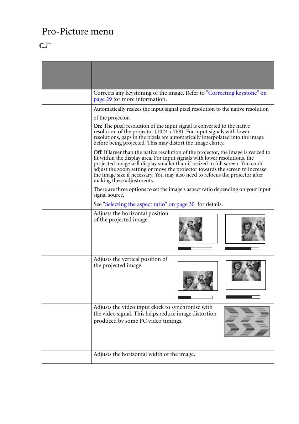 Pro-picture menu | BenQ MP620C User Manual | Page 45 / 62