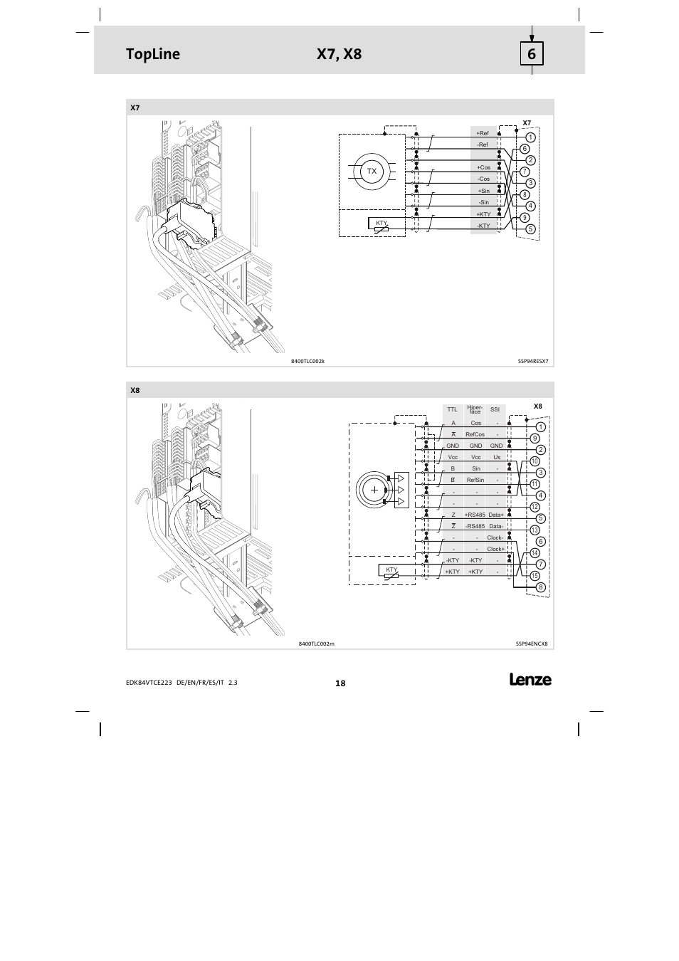 X7, x8 6 topline, X7, x8 | Lenze E84AVTCExxxx TopLine C User Manual | Page 18 / 20