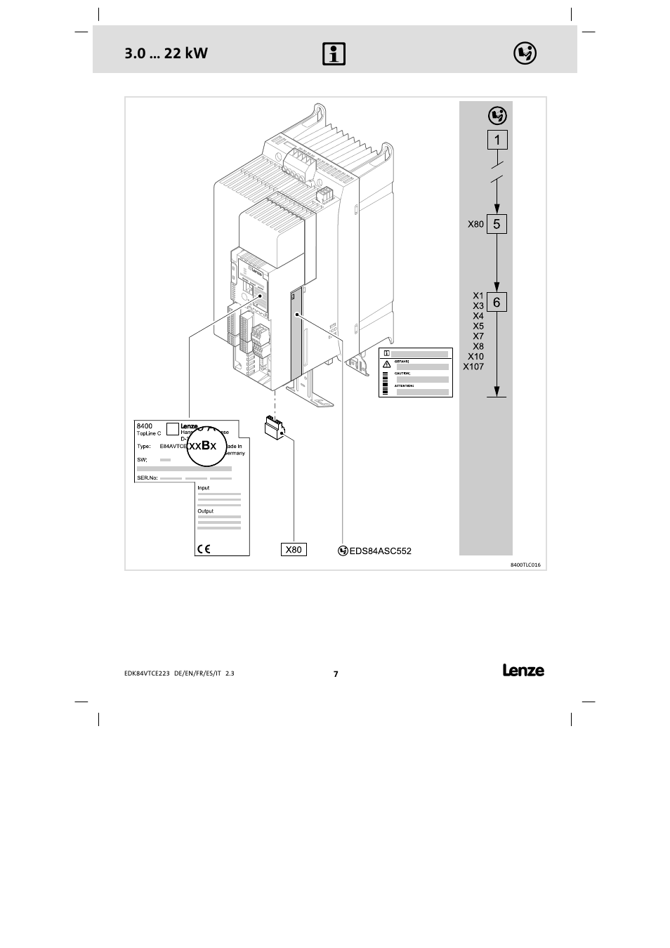 0 22 kw | Lenze E84AVTCExxxx TopLine C User Manual | Page 7 / 20