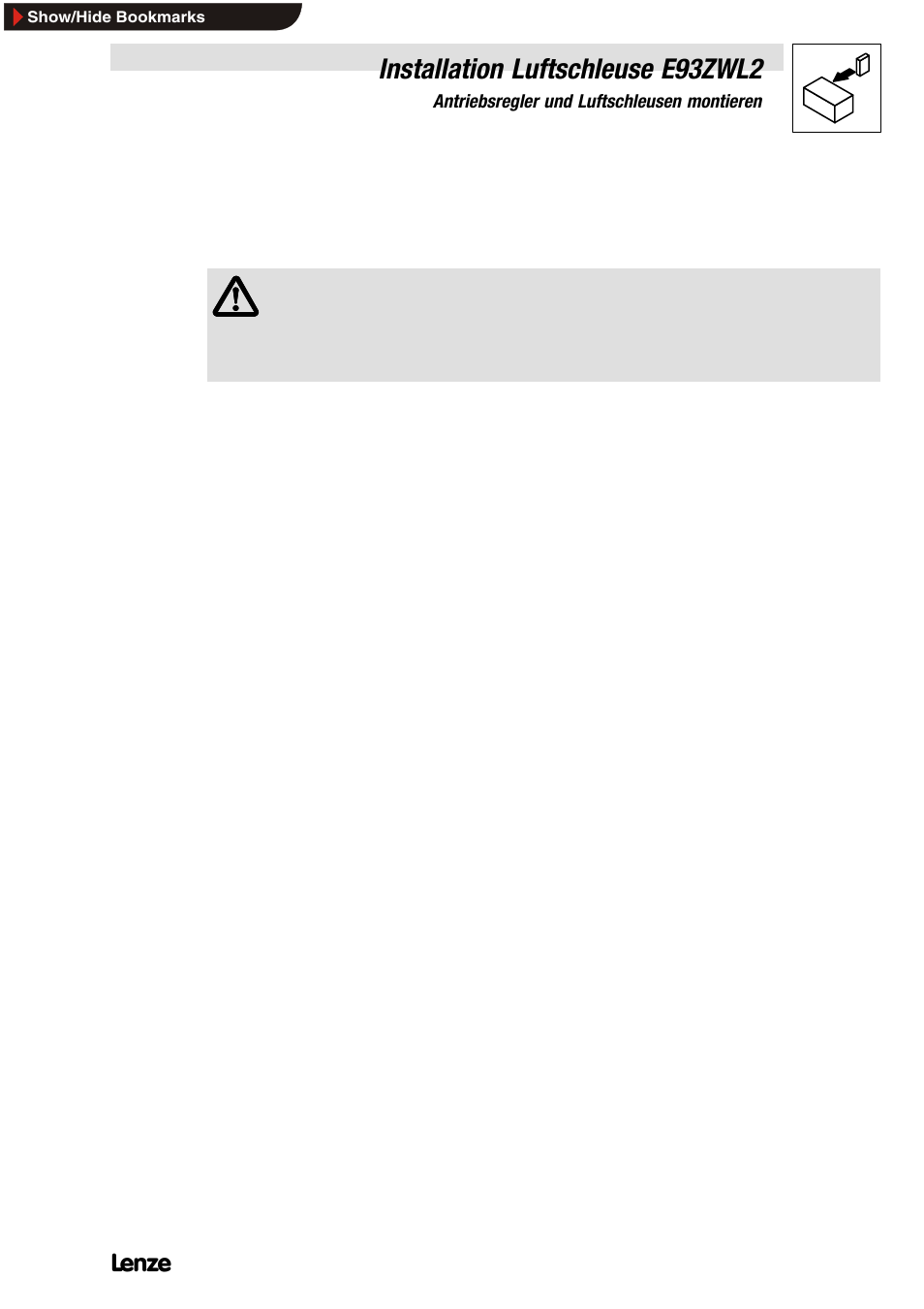 4 antriebsregler und luftschleusen montieren, 1 antriebsregler auf montageplatte befestigen, Antriebsregler und luftschleusen montieren | Antriebsregler auf montageplatte befestigen | Lenze E93ZWLX User Manual | Page 21 / 77