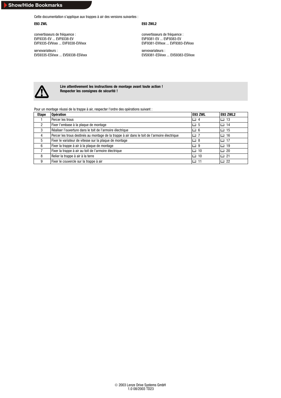Cette documentation s'applique aux | Lenze E93ZWLX User Manual | Page 50 / 77