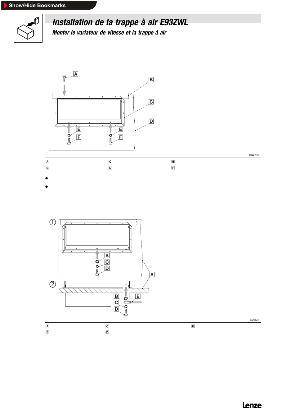 4 relier la trappe à air à la terre, Installation de la trappe à air e93zwl | Lenze E93ZWLX User Manual | Page 62 / 77