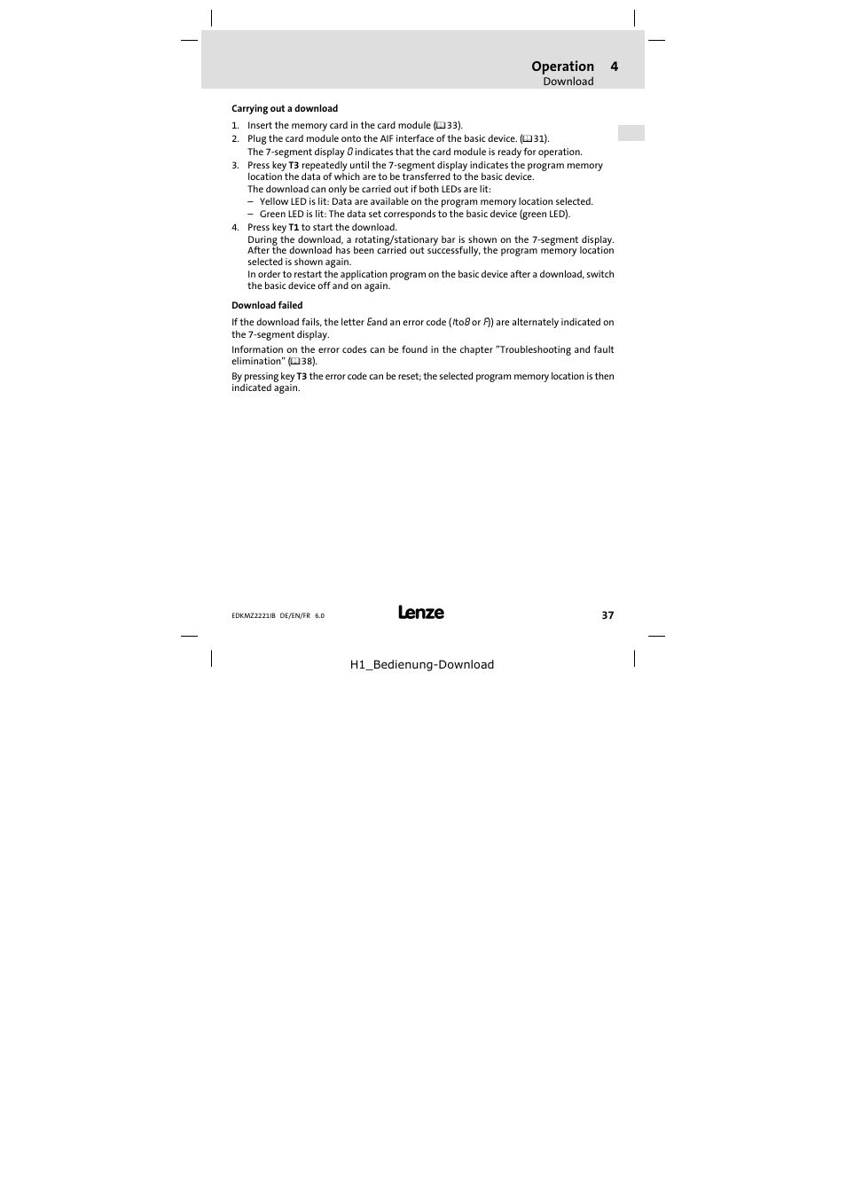 Operation | Lenze EMZ2221IB User Manual | Page 37 / 58