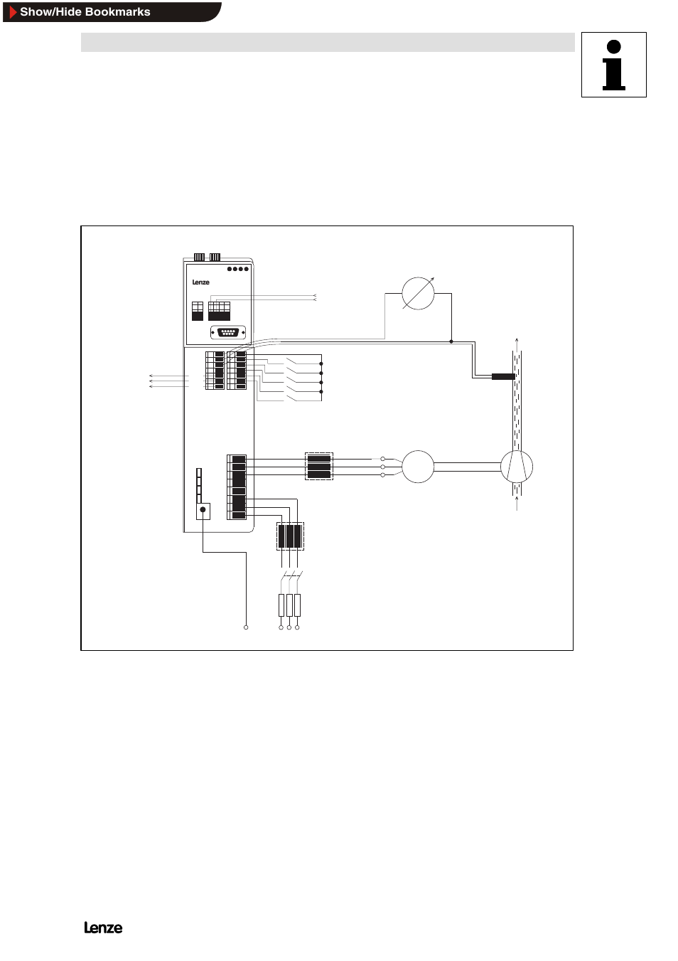 15 application examples, 1 pump application with pressure control, Pump application with pressure control | Application examples, Show/hide bookmarks | Lenze 8200 Frequency inverters User Manual | Page 280 / 311