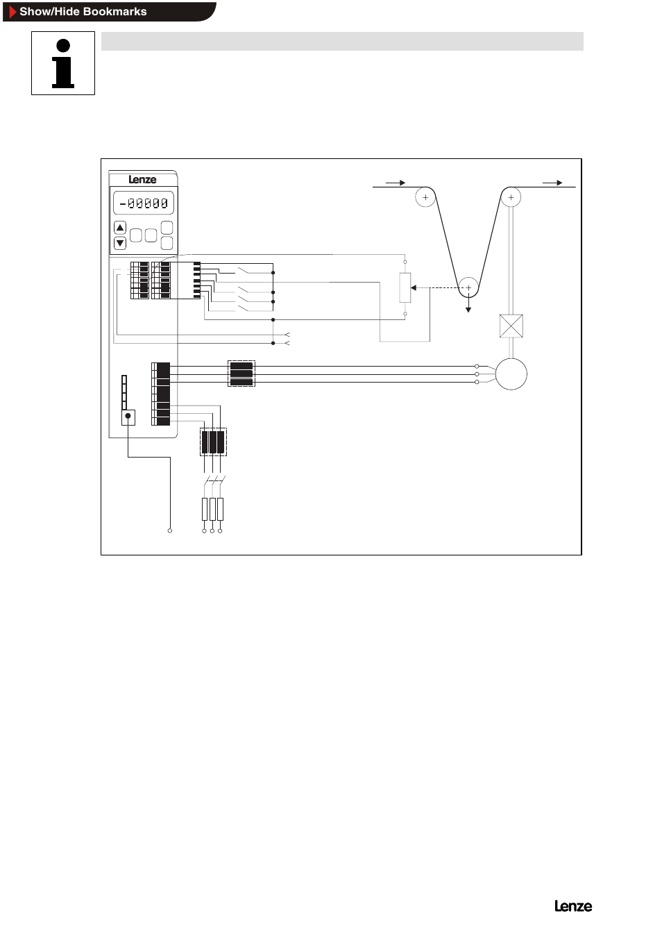 3 dancer-position control (line drive), Dancer-position control (line drive), Application examples | Show/hide bookmarks | Lenze 8200 Frequency inverters User Manual | Page 285 / 311