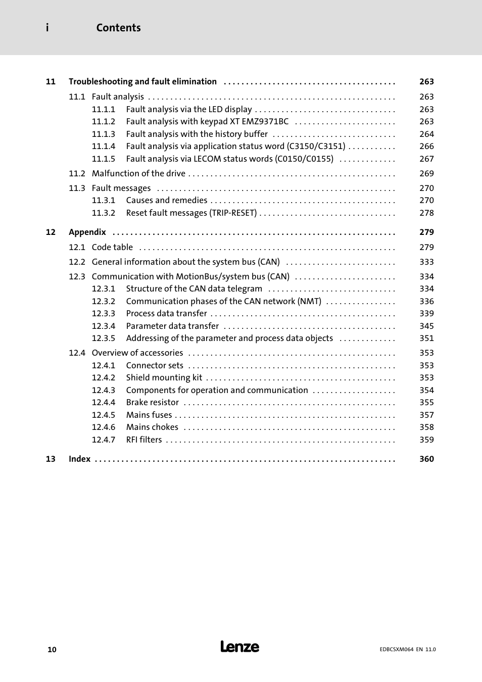 Contents i | Lenze ECSCMxxx User Manual | Page 10 / 375