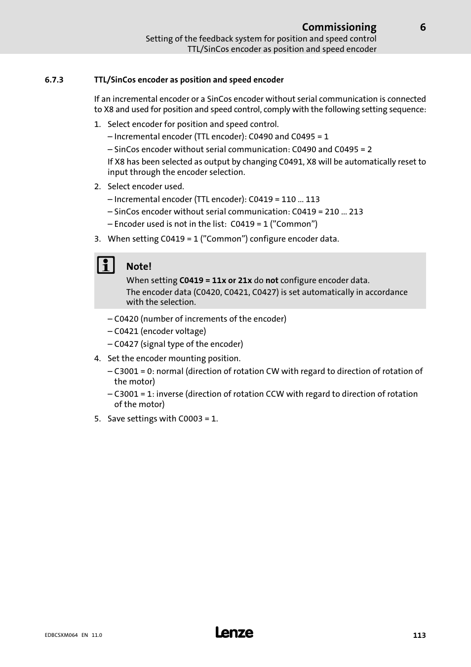 3 ttl/sincos encoder as position and speed encoder, Ttl/sincos encoder as position and speed encoder | Lenze ECSCMxxx User Manual | Page 113 / 375