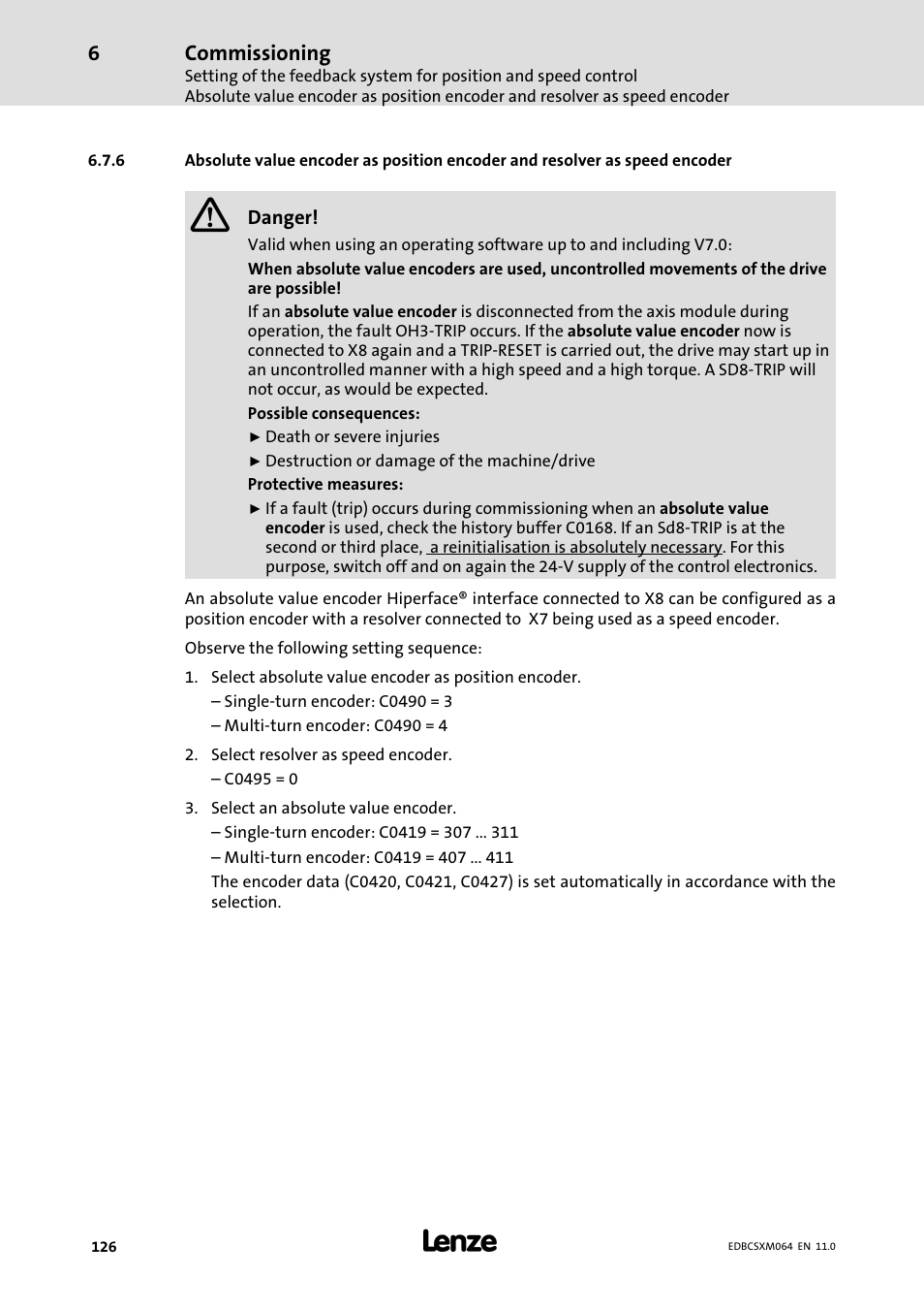 Commissioning | Lenze ECSCMxxx User Manual | Page 126 / 375