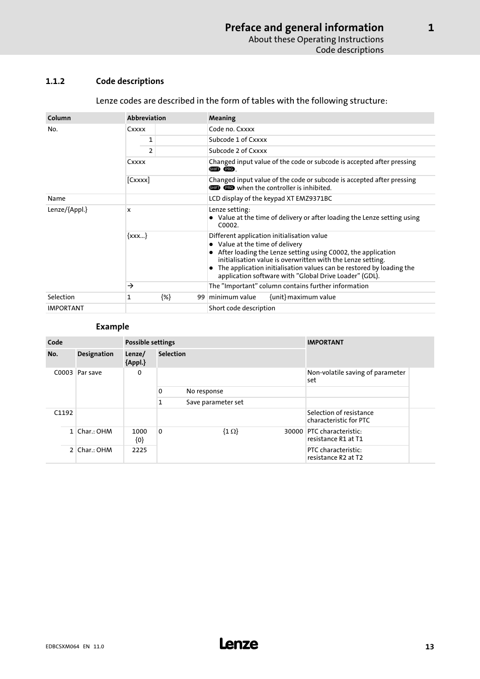 2 code descriptions, Code descriptions, Preface and general information | Lenze ECSCMxxx User Manual | Page 13 / 375