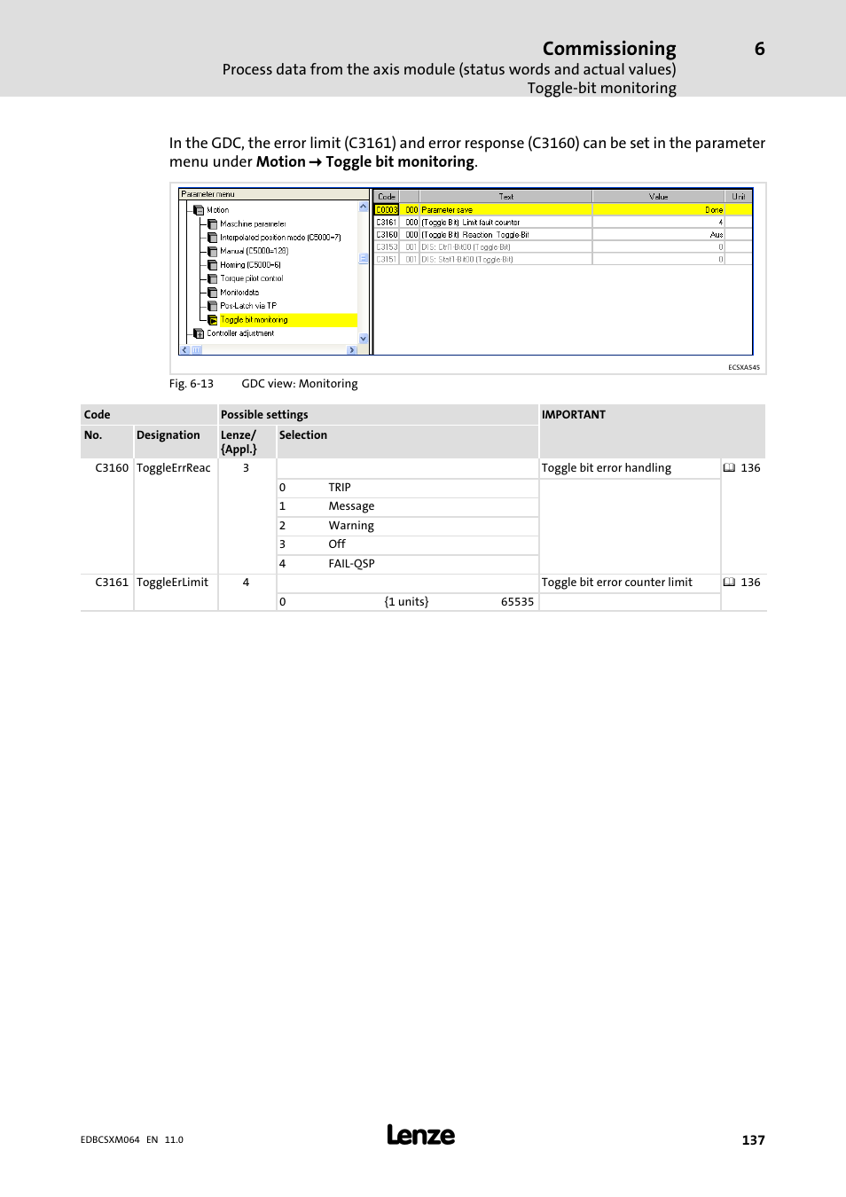 Commissioning | Lenze ECSCMxxx User Manual | Page 137 / 375